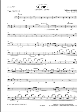 Script - Conducteur + Parties - William Sheller - Partition - Quatuors