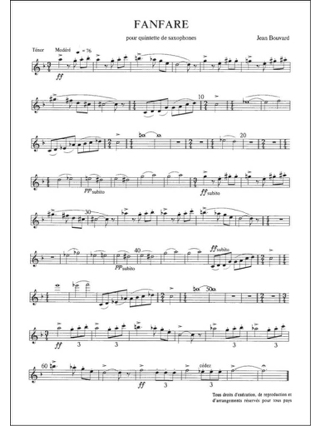 Fanfare - Quintette de Saxophones - Jean Bouvard - Partition