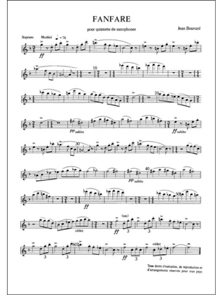 Fanfare - Quintette de Saxophones - Jean Bouvard - Partition