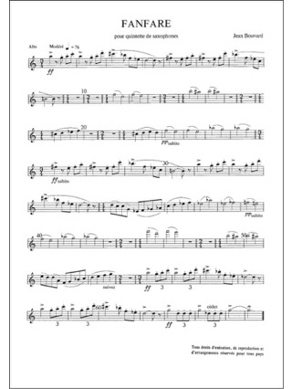 Fanfare - Quintette de Saxophones - Jean Bouvard - Partition