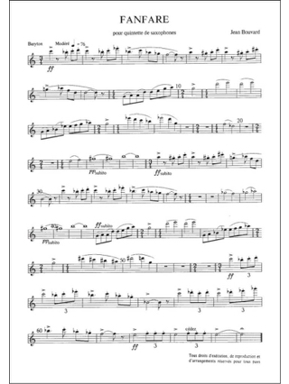 Fanfare - Quintette de Saxophones - Jean Bouvard - Partition