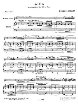 Aria - Eugène Bozza - Partition - Saxophone