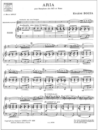 Aria - Eugène Bozza - Partition - Saxophone