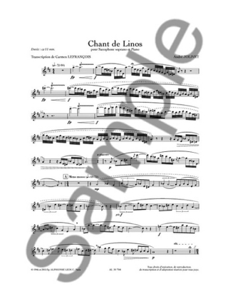 Chant de Linos - André Jolivet - Partition - Saxophone