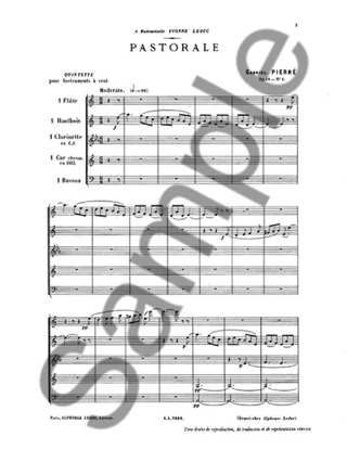 Pastorale op. 14 n° 1 - Conducteur + parties - PIERNE - Partition
