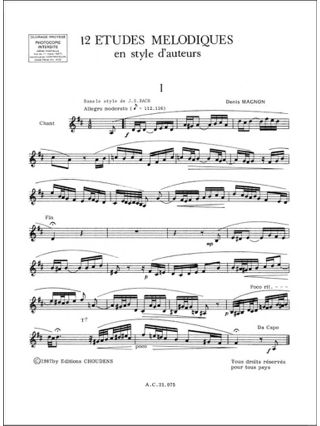 12 Etudes mélodiques - Fin d'étude - Elève - Denis Magnon