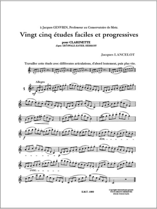 25 Etudes faciles et progressives - Jacques Lancelot - Partition
