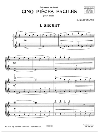 5 Pièces Faciles - Odette Gartenlaub - Partition - Piano