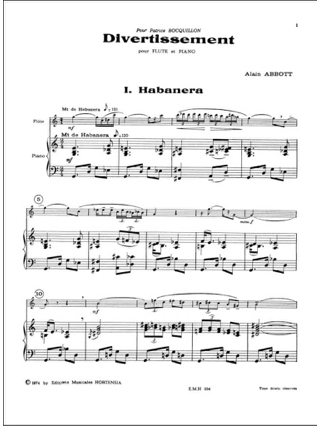 Divertissement - Alain Abbott - Partition - Flûte traversière