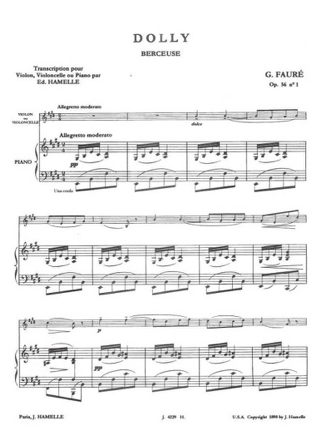 Dolly, Berceuse op. 56 n° 1 - Violon ou Cello ou Flûte - FAURÉ