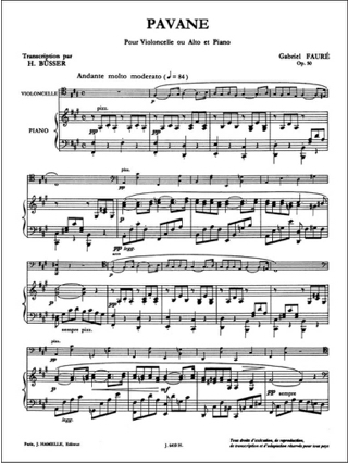 Pavane, op. 50 - FAURÉ - Partition - Violoncelle