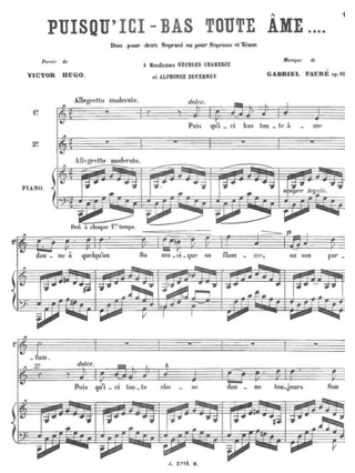 Puisqu'ici Bas Toute Ame - FAURÉ - Partition - Duos