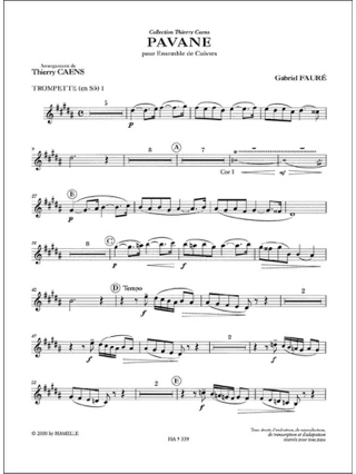 Pavane Opus 50 - FAURÉ - Partition - Ensemble de cuivres