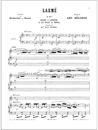 Légende Du Paria. Lakmé. Mezzo. - DELIBES - Partition - Opéras