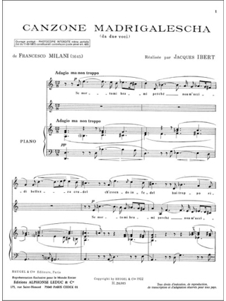Canzone madrigalescha - Francesco Milani - Partition - Duos