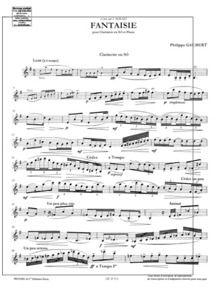 Fantaisie - Philippe Gaubert - Partition - Clarinette
