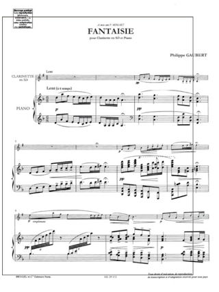 Fantaisie - Philippe Gaubert - Partition - Clarinette