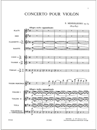 Concerto Violon op. 64 mi mineur - Conducteur - MENDELSSOHN
