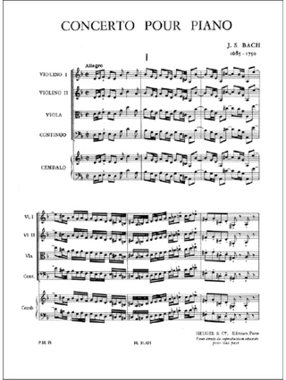 Concerto Piano en ré mineur - Partitur - BACH - Partition