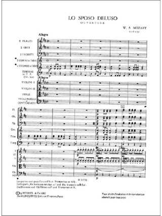 Lo Sposo deluso - Ouverture KV 430 - Conducteur - MOZART - Partition