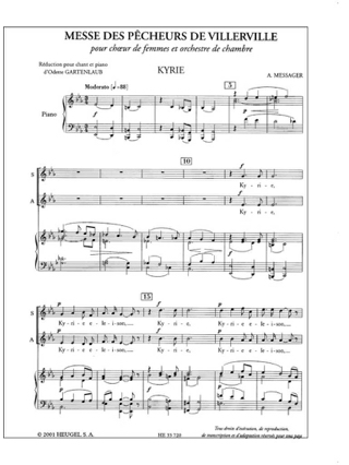 Messe des Pêcheurs de Villerville - FAURE - MESSAGER - Partition
