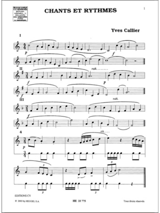 Chants et rythmes - Cycle 1 - 3ème année - Yves Callier