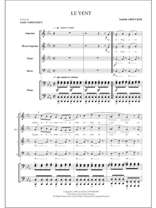 Le Vent - Isabelle Aboulker - Partition - Chœur