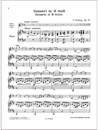 Concerto op. 35 en si mineur - Oskar Rieding - Partition - Violon