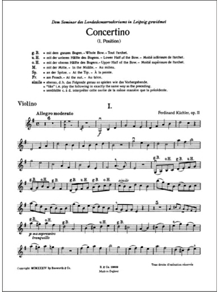 Concertino en Sol Op. 11 - Ferdinand Küchler - Partition - Violon