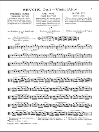 Etudes Opus 1 / Partie 1 - Alto - SEVCIK - Partition - Alto
