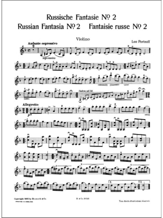 Fantaisie Russe N° 2 en Ré Mineur - Leo Portnoff - Partition - Violon