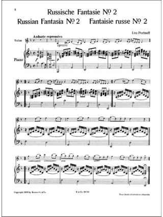 Fantaisie Russe N° 2 en Ré Mineur - Leo Portnoff - Partition - Violon