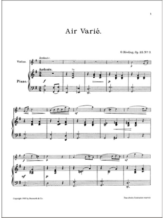 Air Varié - Violon - Oskar Rieding - Partition - Violon