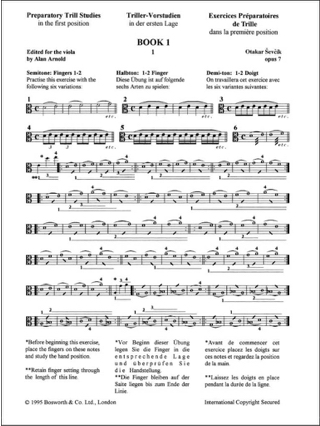 Etudes Opus 7 / Partie 1 - Alto - SEVCIK - Partition - Alto