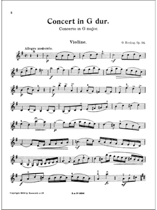 Concerto op. 34 in G - Violon - Oskar Rieding - Partition - Violon