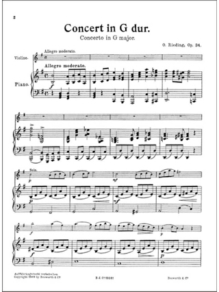 Concerto op. 34 in G - Violon - Oskar Rieding - Partition - Violon