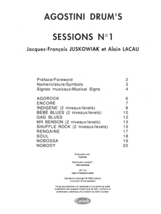 Agostini drum's sessions N° 1 - Juskowiak J.F. / Lacau O. - Partition