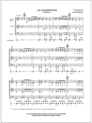 La Cucaracha - Small Ensemble - Traditionnel - Partition