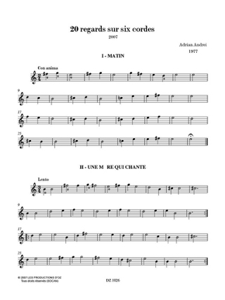 20 Regards Sur 6 Cordes - Adrian Andrei - Partition