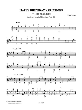 Happy Birthday Variations - Weinan Xia - Partition