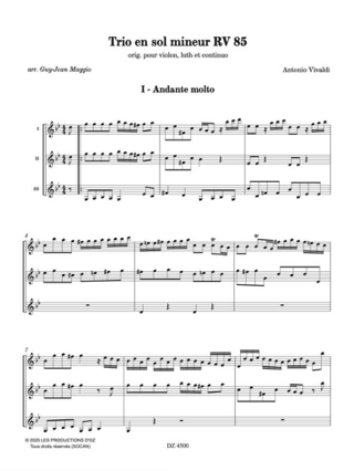 Trio en sol mineur RV 85 - VIVALDI - Partition