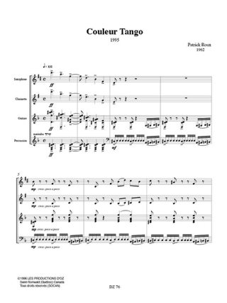 Couleur Tango - patrick Roux - Partition
