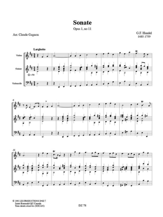 Sonate Op 1 N° 11 - HAENDEL - Partition