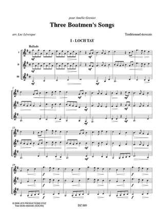 3 Boatmen's Songs - Traditionnel - Partition - Guitare