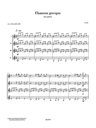 Chanson Grecque - Grèce - Traditionnel - Partition - Guitare