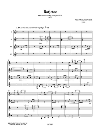 Musique Facile pour 4 Guitares : Pays-Bas - Traditionnel - Partition