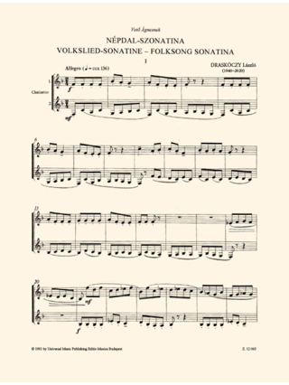 Volkslied-Sonatine für zwei Klarinetten - László Draskóczi - Partition