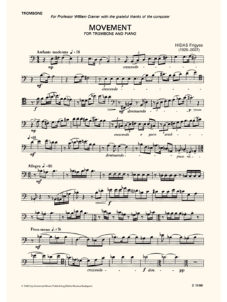 Movement - Frigyes Hidas - Partition - Trombone