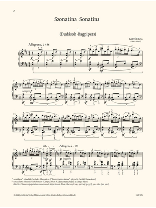 Sonatina - BARTOK - Partition - Piano