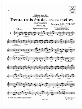 33 Etudes assez faciles - Volume 1 - Jacques Lancelot - Partition